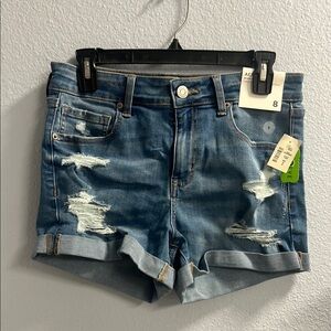 Aéropostale Women's Medium Blue Premium Seriously Stretchy High Rise Midi Shorts